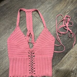 American Eagle Outfitters Pink Knit Top